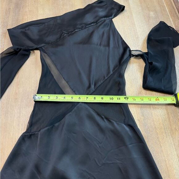 Maximilian Davis Nightfall Draped Asymmetric Dress Black Runway 22 Satin Size XS - Picture 8 of 16